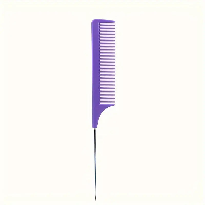 Barber Salon Fine Tooth Rat Tail Teasing Comb With Stainless Steel Pin Metal Hair Pick Detangling Comb Profession Tool Practical Convenient For Women Men Hair Styling Best Products Online