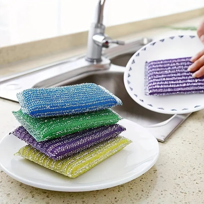 4pcs, Kitchen Dishwashing Sponge, Does Not Hurt Pot Brush Pot Artifact, Household Double-sided Cleaning Sponge Wipe, Scouring Pad, Kitchen Scrub Sponge, Cleaning Supplies, Cleaning Tool, Back To School Supplies Best Products Online