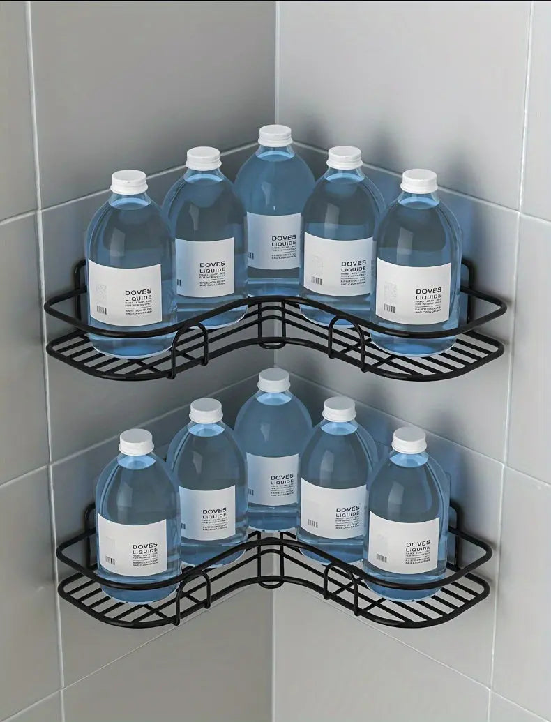 1pc Punch-Free Corner Shelf, Bathroom Rack, Wall-Mounted Storage For Toilet, Bathroom Shampoo Lotion Cosmetic Storage Rack, Bathroom Accessories Best Products Online