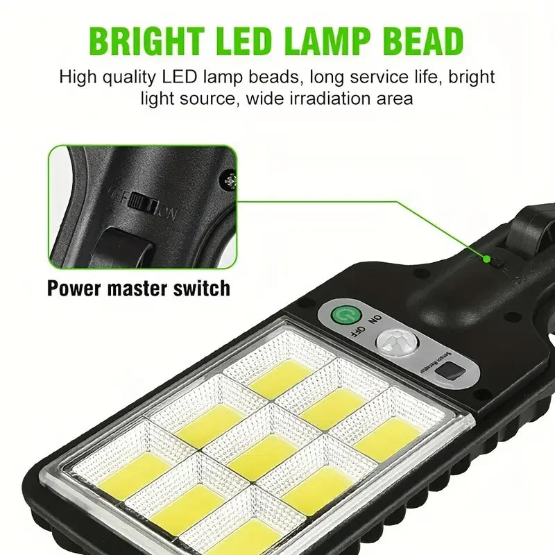 LED Wall Street Lamp 108 LED Solar Lights Outdoor With 3 Mode Waterproof Motion Sensor Security Lighting for Garden Patio Path