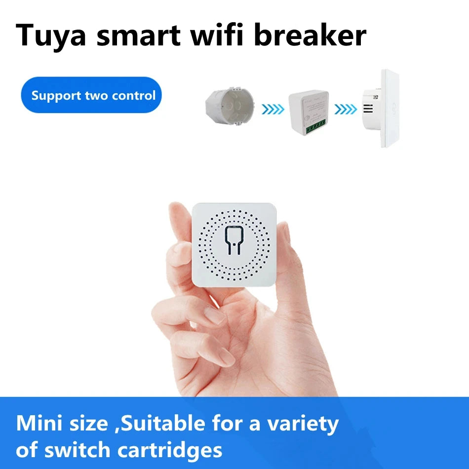 Tuya WiFi Smart Switch 16A Module 2-way Control Mini Switch Breaker Smart Life Work With Alexa Google Alice