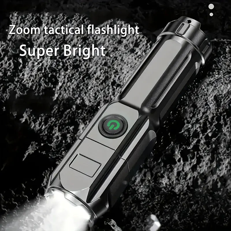 1pc Powerful Zoomable Flashlight, Outdoor Multi-functional Portable Home Small Flashlight, Telescopic Zoom Light Best Products Online