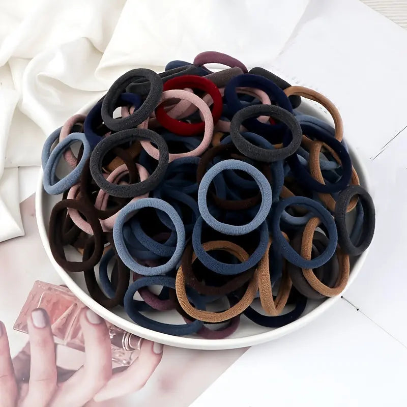 50pcs/Set Essential Solid Color Elastic Hair Bands - 4cm Wide Simple Hair Ties for Women, Ponytail Holders, Hair Ropes, and Styling Accessories - Soft, Durable, and Easy to Use Best Products Online