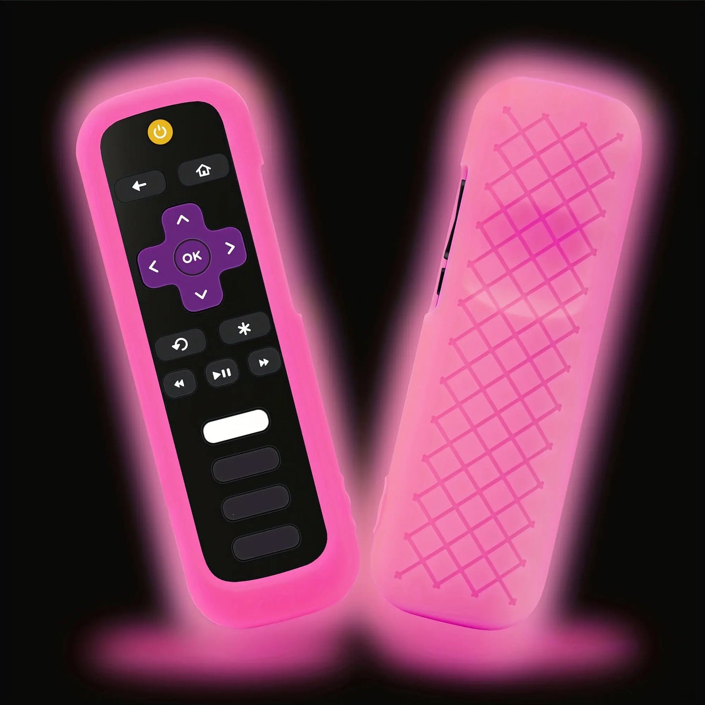 1pc Roku TV Remote Cover, Glow in the Dark Silicone Sleeve Case, Compatible with TCL Hisense Roku TV Steaming Stick 4K 4K+ Voice Remote, Universal Protective Battery Cover, 2022 Model, Uncharged, No Battery Included Best Products Online