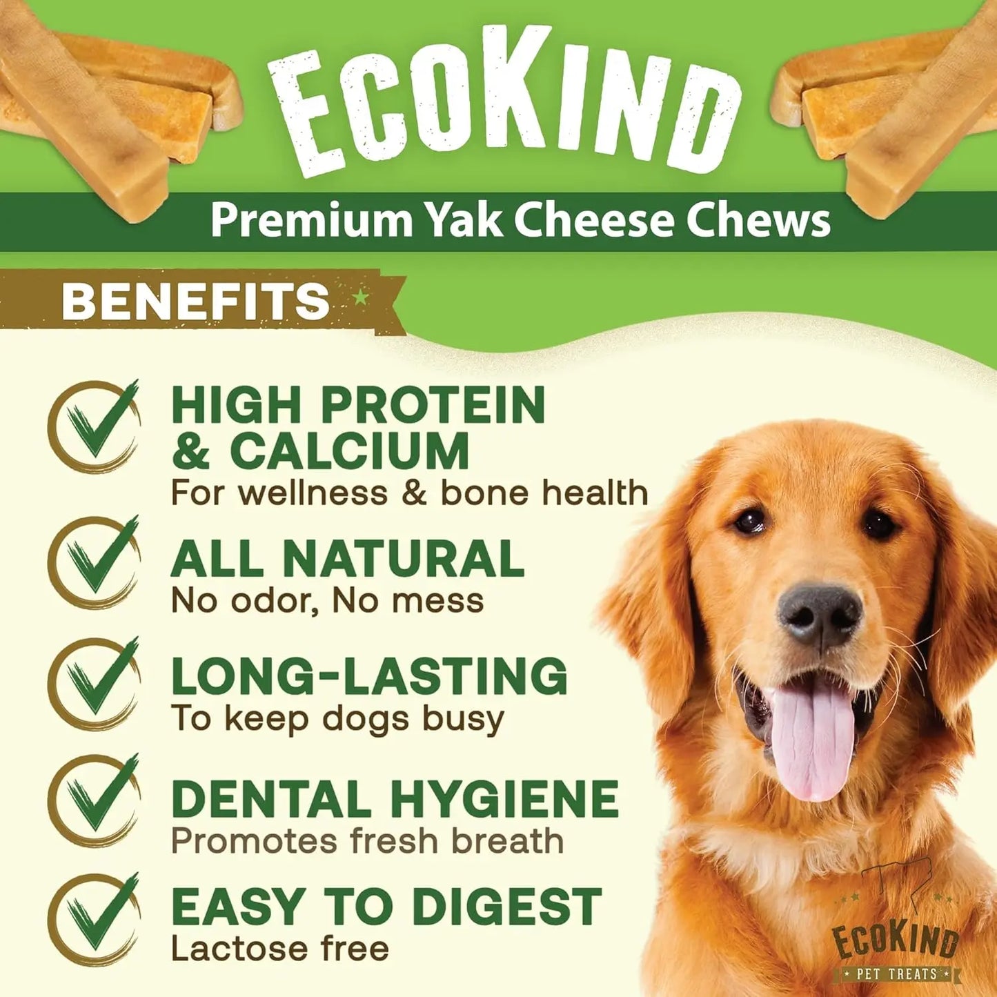Gold Yak Chews for Small Dogs (4 - 75 sticks) DC-EcoKind Pet Treats
