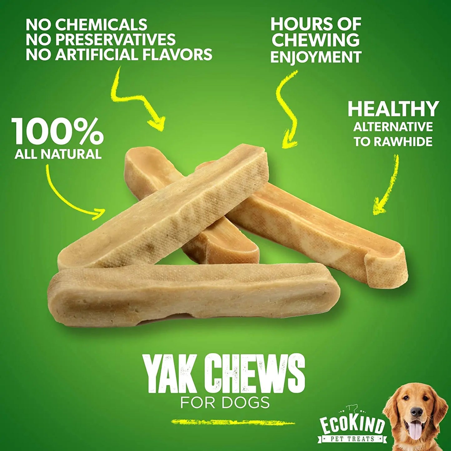 Gold Yak Chews for Small Dogs (4 - 75 sticks) DC-EcoKind Pet Treats