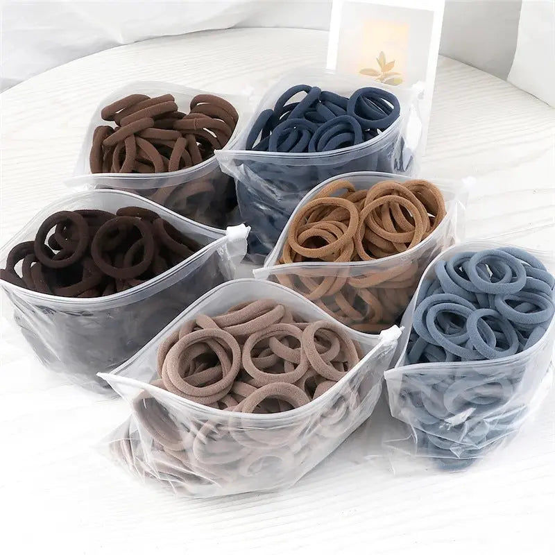 50pcs/Set Essential Solid Color Elastic Hair Bands - 4cm Wide Simple Hair Ties for Women, Ponytail Holders, Hair Ropes, and Styling Accessories - Soft, Durable, and Easy to Use Best Products Online