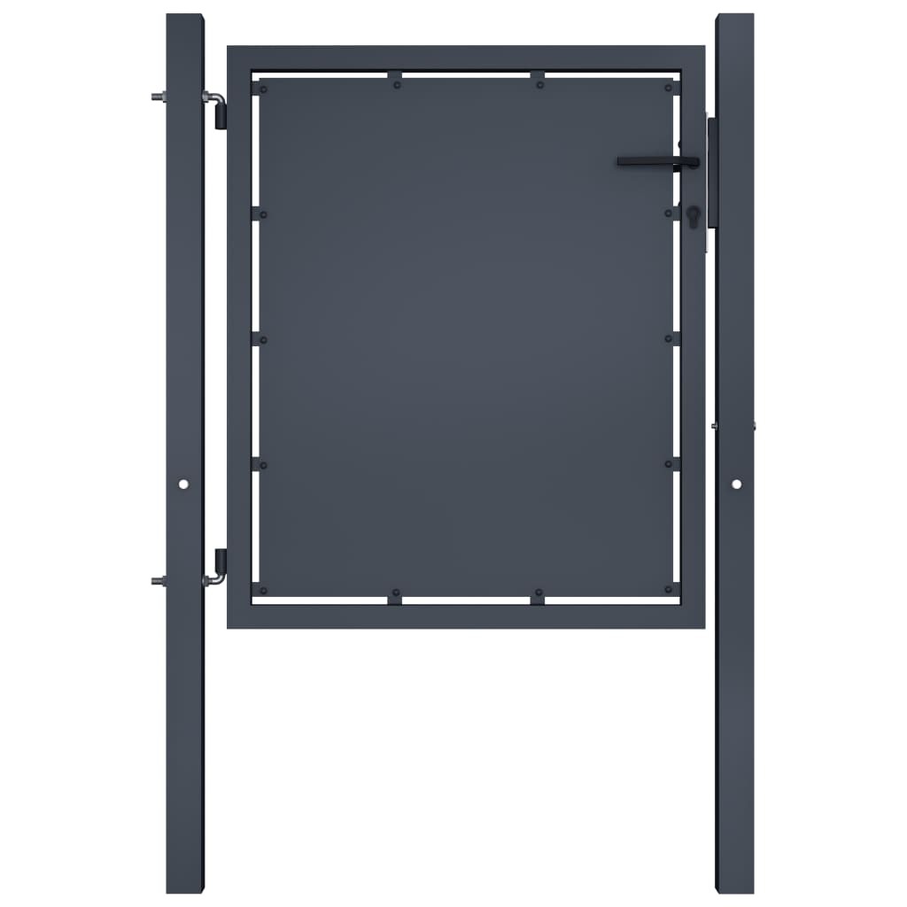 vidaXL Fence Gate Metal Fence Post Garden Gate for Outdoor Steel Anthracite-3
