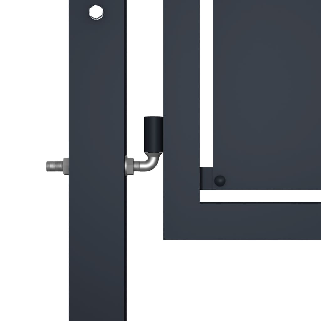 vidaXL Fence Gate Metal Fence Post Garden Gate for Outdoor Steel Anthracite-2