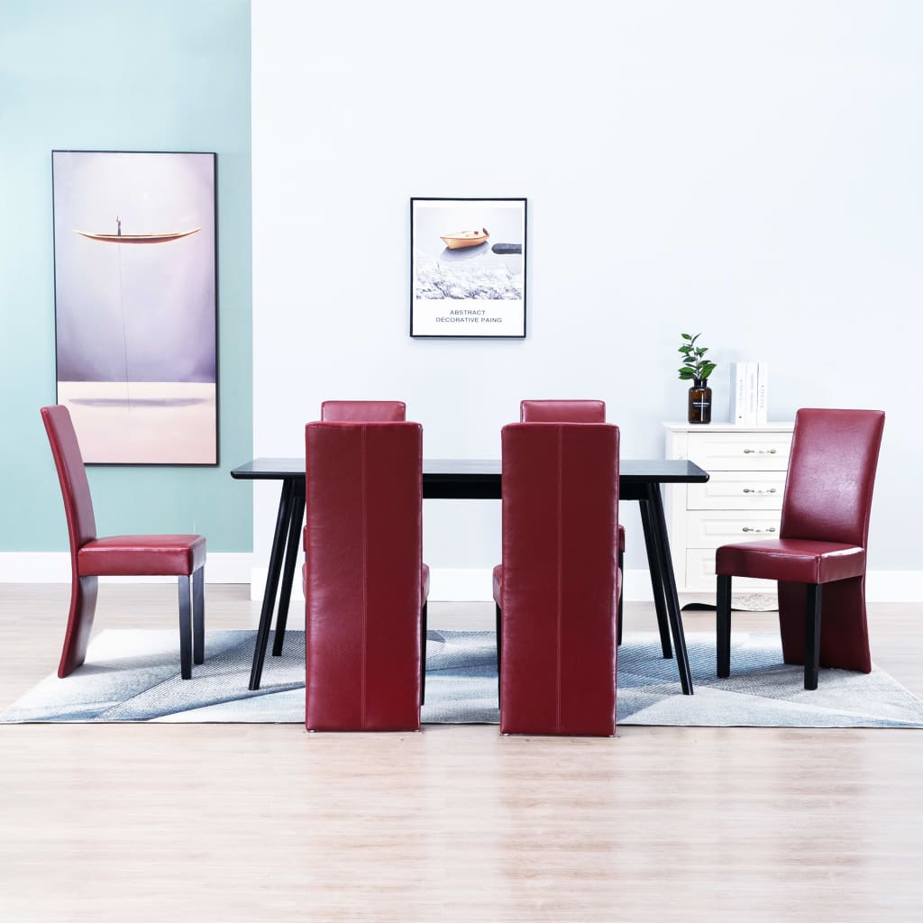 vidaXL Dining Chairs Side Chair with Solid Wood Legs for Kitchen Faux Leather-11