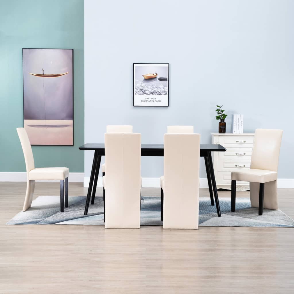 vidaXL Dining Chairs Side Chair with Solid Wood Legs for Kitchen Faux Leather-7