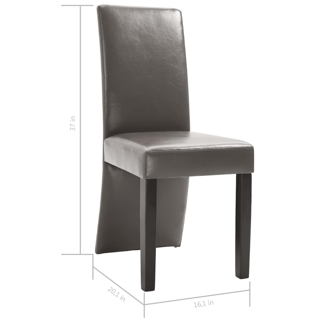 vidaXL Dining Chairs Side Chair with Solid Wood Legs for Kitchen Faux Leather-4