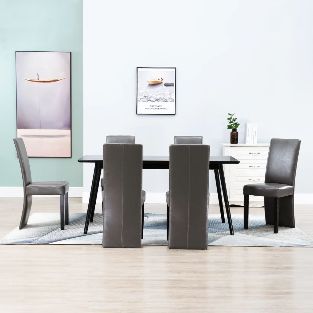 vidaXL Dining Chairs Side Chair with Solid Wood Legs for Kitchen Faux Leather-9