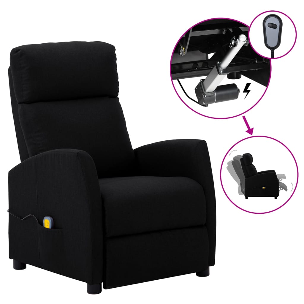 vidaXL Massage Recliner Chair Electric Push Cozy Armchair for Elderly Fabric-5
