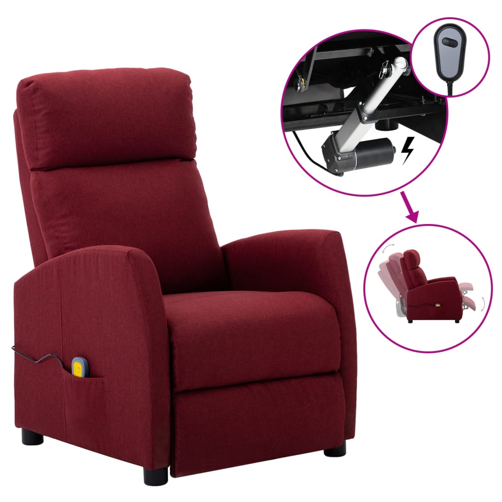 vidaXL Massage Recliner Chair Electric Push Cozy Armchair for Elderly Fabric-11