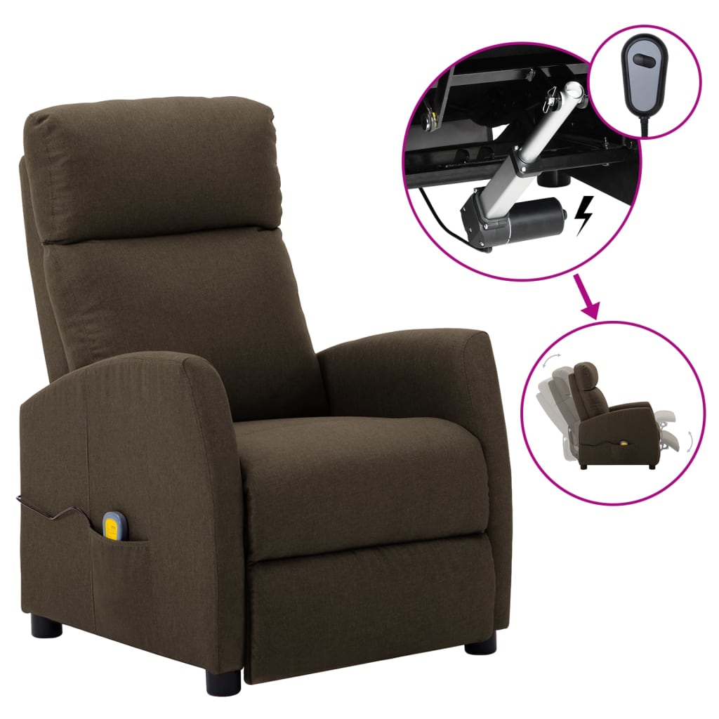 vidaXL Massage Recliner Chair Electric Push Cozy Armchair for Elderly Fabric-6
