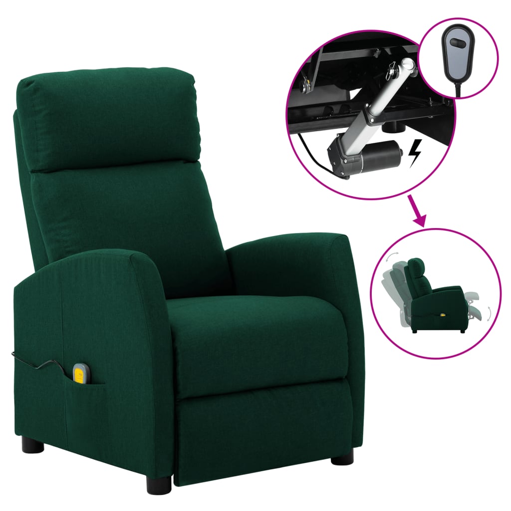 vidaXL Massage Recliner Chair Electric Push Cozy Armchair for Elderly Fabric-8
