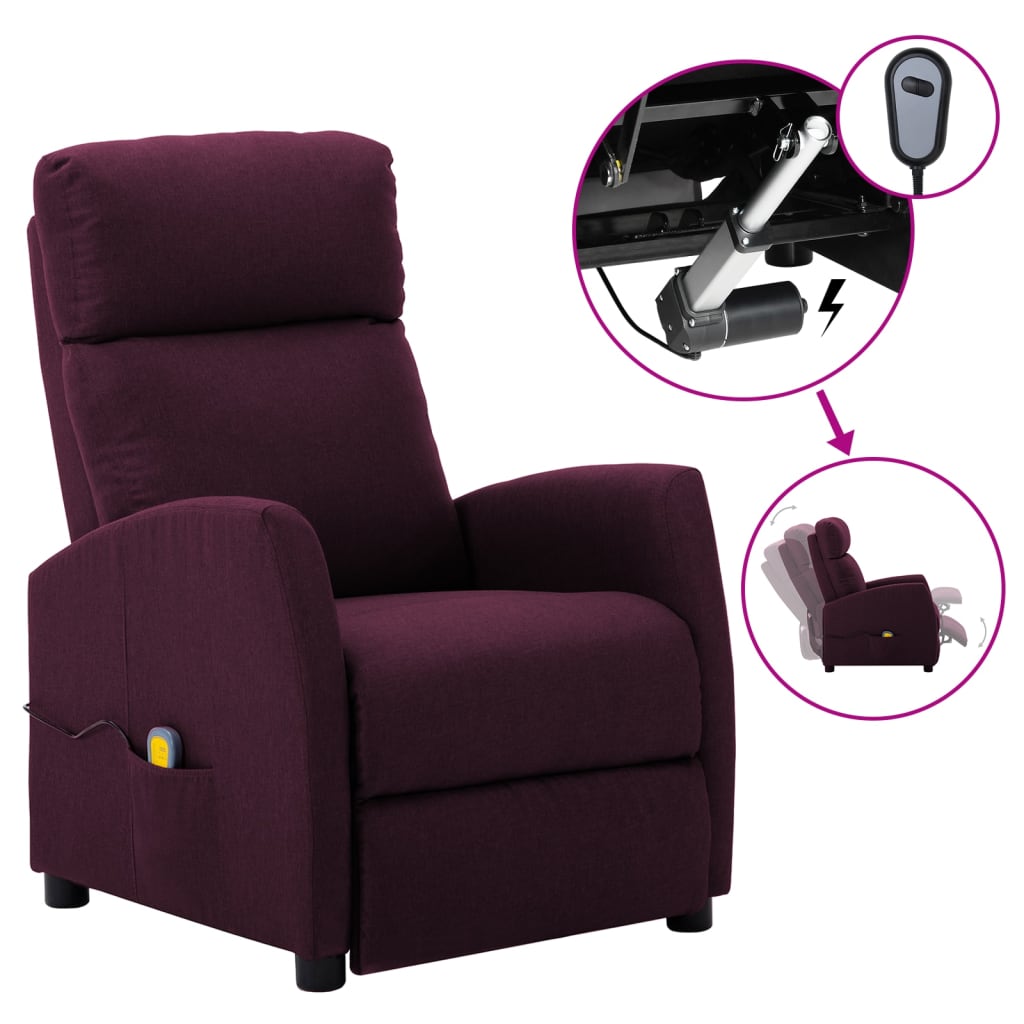 vidaXL Massage Recliner Chair Electric Push Cozy Armchair for Elderly Fabric-9