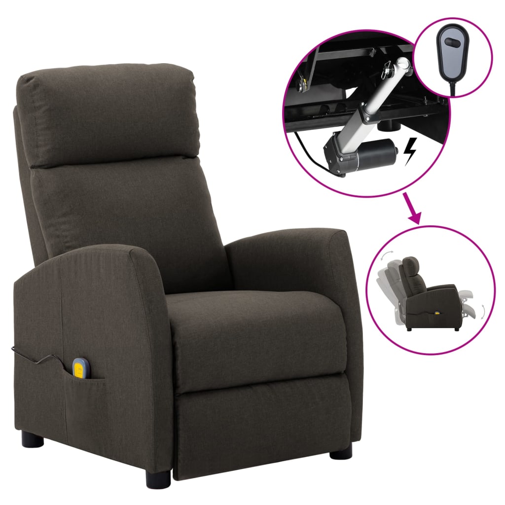 vidaXL Massage Recliner Chair Electric Push Cozy Armchair for Elderly Fabric-10