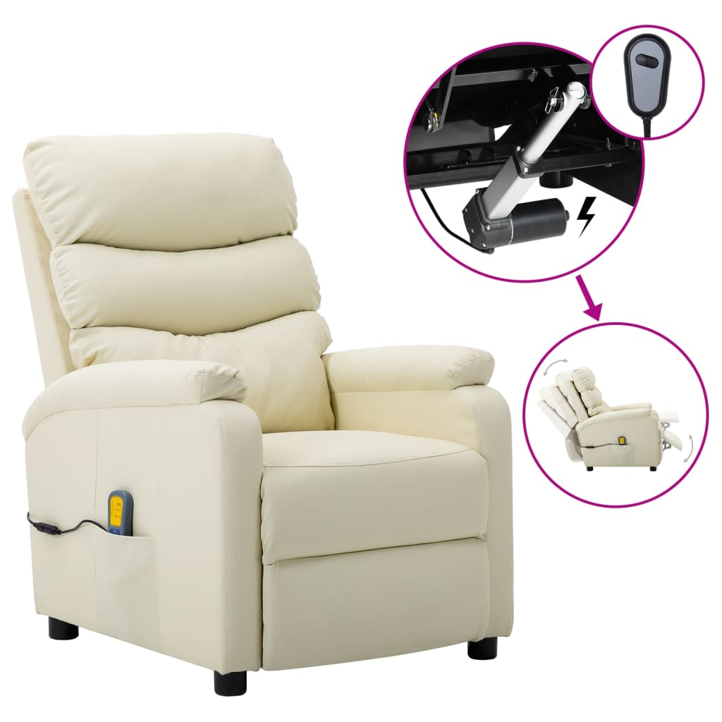 vidaXL Massage Chair Massaging Recliner Sleeper Chair for Elderly Faux Leather-1