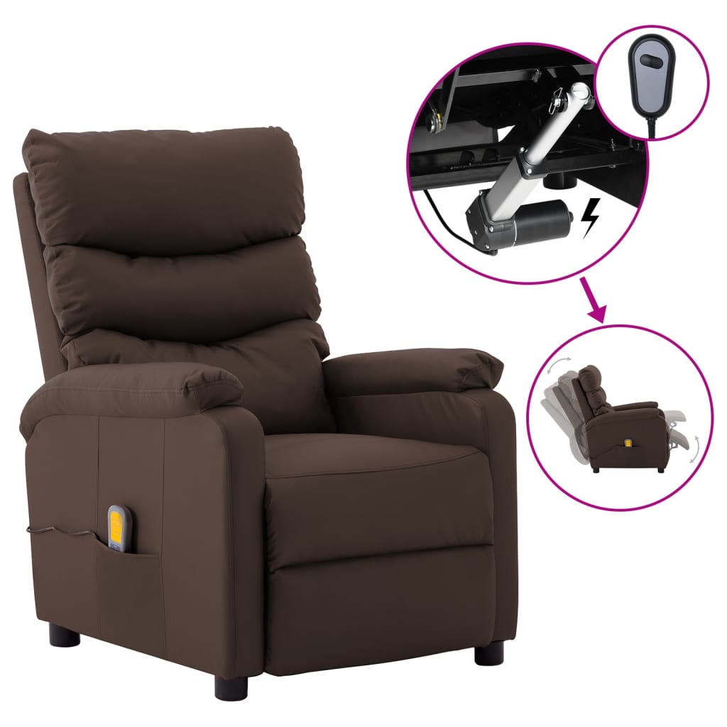 vidaXL Massage Chair Massaging Recliner Sleeper Chair for Elderly Faux Leather-6