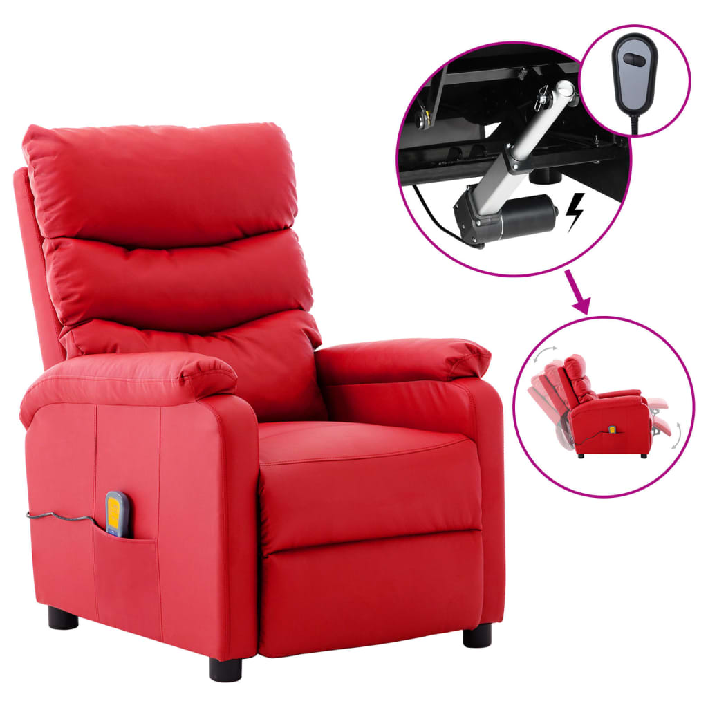 vidaXL Massage Chair Massaging Recliner Sleeper Chair for Elderly Faux Leather-8