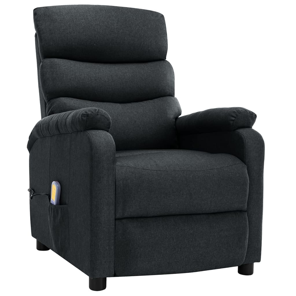 vidaXL Massage Recliner Black Fabric-3