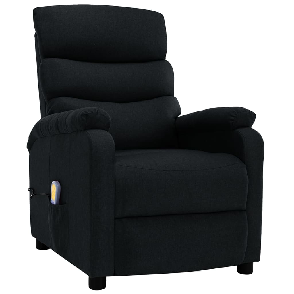 vidaXL Massage Recliner Black Fabric-2