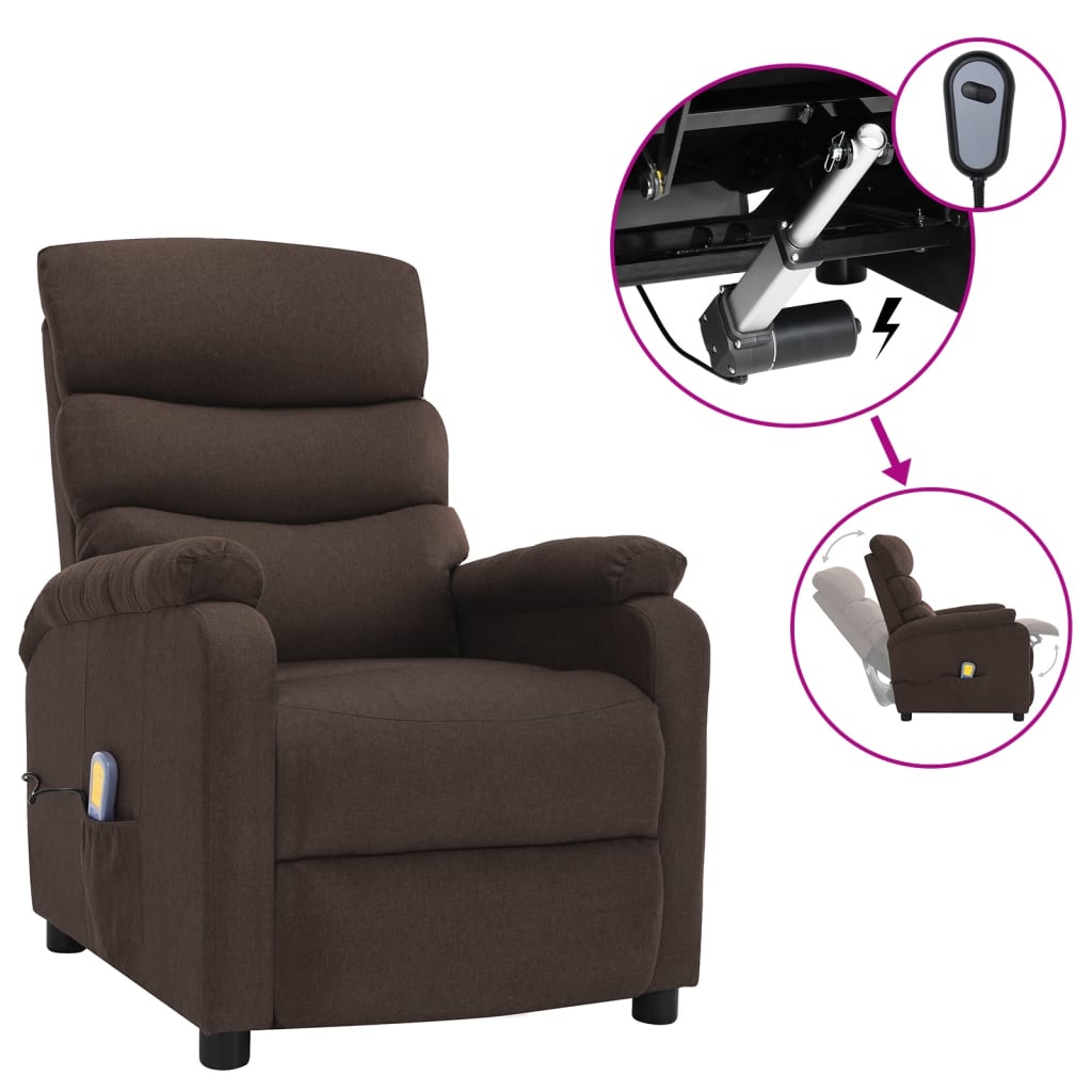 vidaXL Massage Chair Electric Massaging Recliner Chair for Elderly Fabric-5