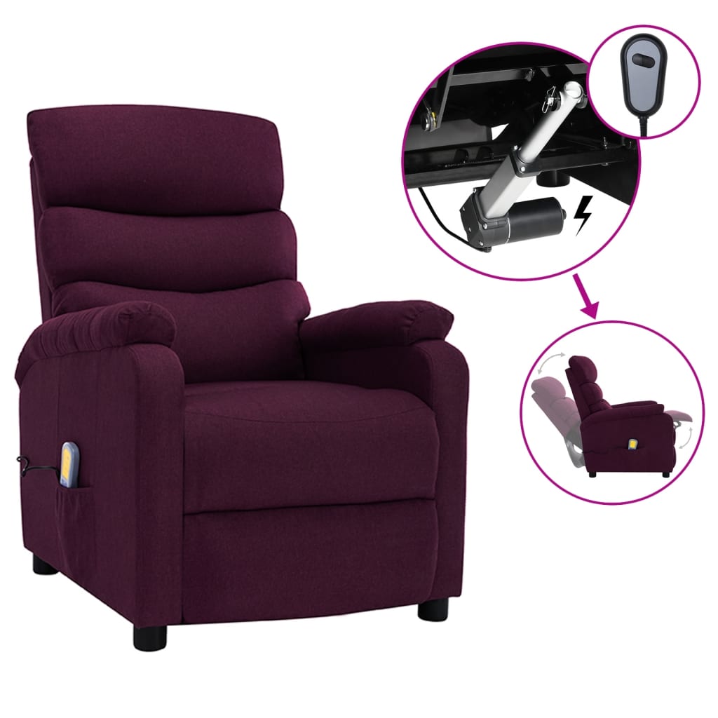 vidaXL Massage Chair Electric Massaging Recliner Chair for Elderly Fabric-8