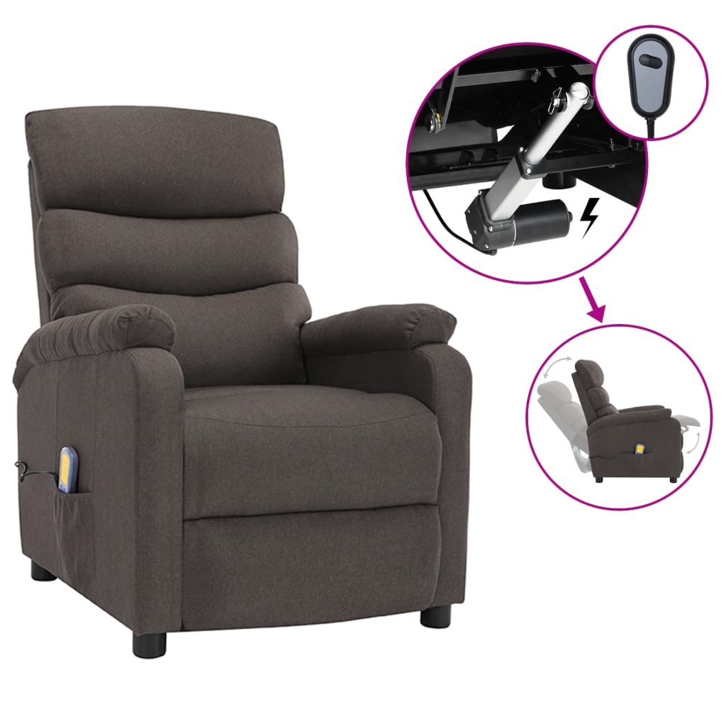vidaXL Massage Chair Electric Massaging Recliner Chair for Elderly Fabric-9
