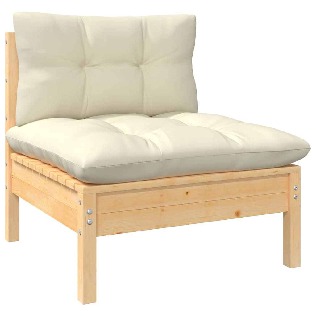 vidaXL Solid Pinewood Patio Lounge Set 7 Piece with Cushions Multi Colors-4