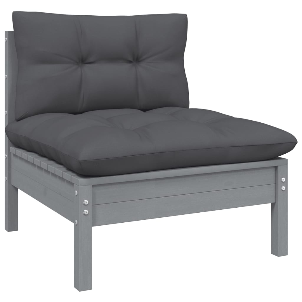 vidaXL Solid Pinewood Patio Lounge Set 7 Piece with Cushions Multi Colors-1