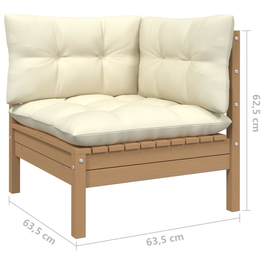 vidaXL Solid Pinewood Patio Lounge Set 7 Piece with Cushions Multi Colors-3