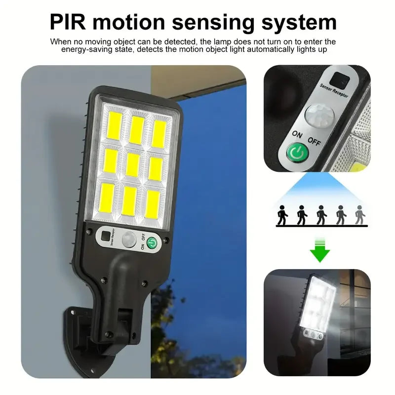 LED Wall Street Lamp 108 LED Solar Lights Outdoor With 3 Mode Waterproof Motion Sensor Security Lighting for Garden Patio Path