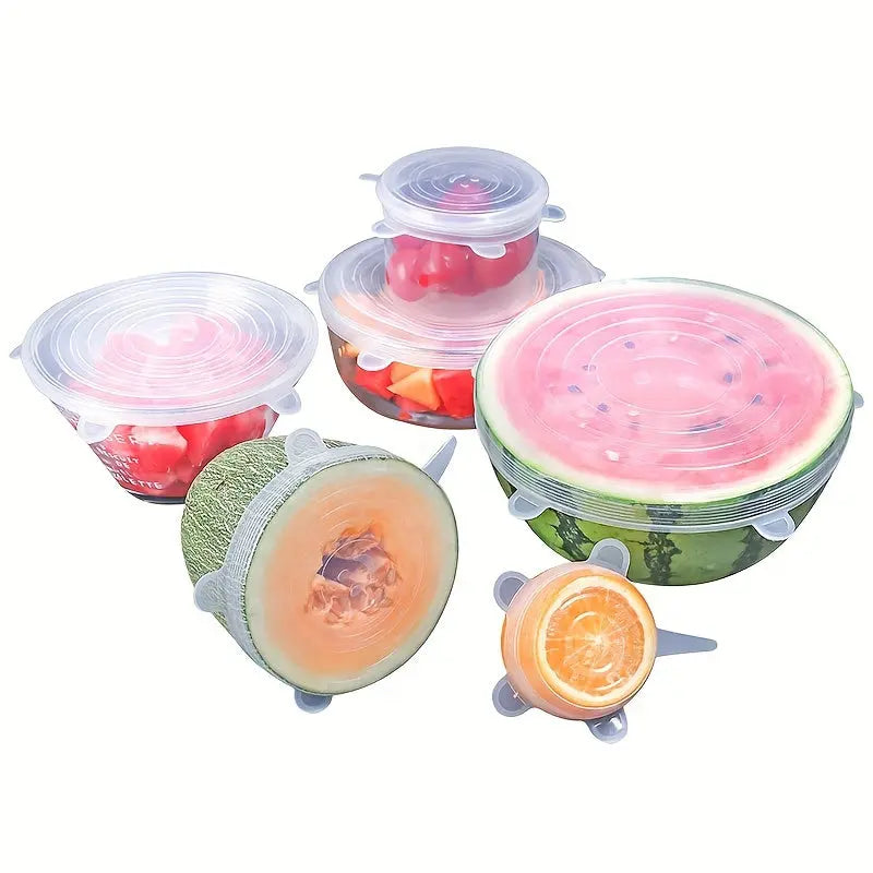 6-Pack Silicone Elastic Lids, Reusable Durable Food Storage Bowl Covers, BPA-Free, Dishwasher & Freezer Safe, Kitchen Accessories Best Products Online