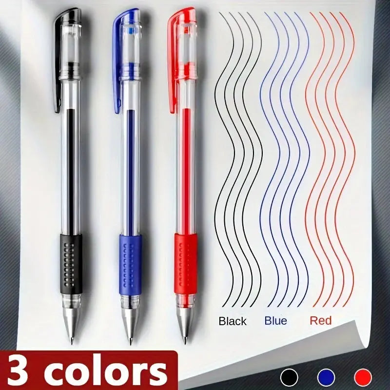 18pcs (3 Pens + 15 Refills) Gel Pen Set School Supplies Black Blue Red Ink Color 0.5Mm Ballpoint Pen Kawaii Pen Student School Office Stationery Best Products Online