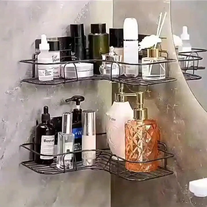 1pc Punch-Free Corner Shelf, Bathroom Rack, Wall-Mounted Storage For Toilet, Bathroom Shampoo Lotion Cosmetic Storage Rack, Bathroom Accessories Best Products Online