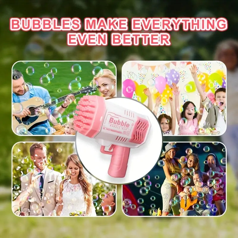 MAMXUAN Youngsters' 40-Hole Bubble Blaster Gun with LED Light - Portable Electric Bubble Maker for Outdoor Fun, Blue & Pink Plastic Bubble Guns for Boys and Girls (Bubbles Not Included) Best Products Online