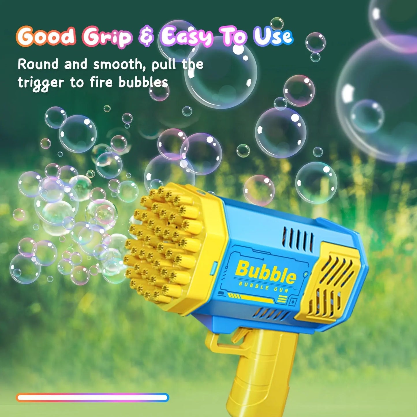 MAMXUAN Youngsters' 40-Hole Bubble Blaster Gun with LED Light - Portable Electric Bubble Maker for Outdoor Fun, Blue & Pink Plastic Bubble Guns for Boys and Girls (Bubbles Not Included) Best Products Online