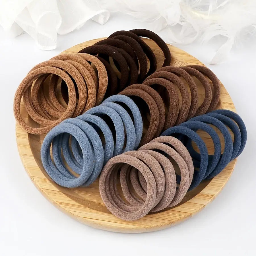 50pcs/Set Essential Solid Color Elastic Hair Bands - 4cm Wide Simple Hair Ties for Women, Ponytail Holders, Hair Ropes, and Styling Accessories - Soft, Durable, and Easy to Use Best Products Online