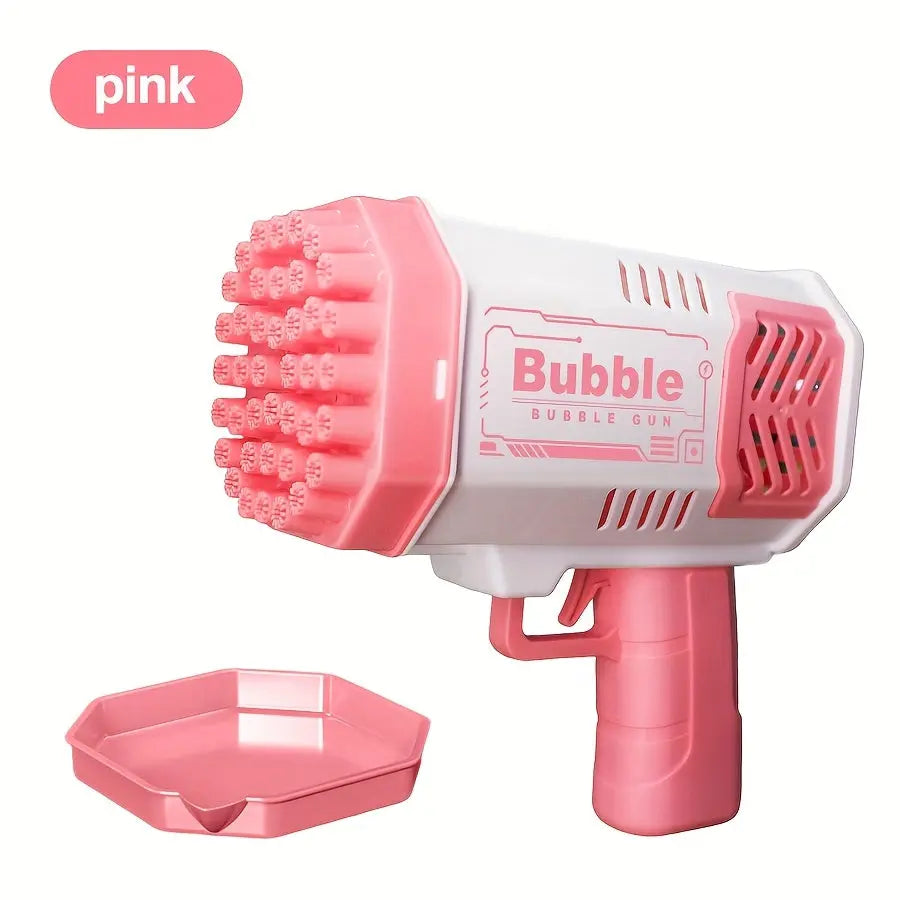 MAMXUAN Youngsters' 40-Hole Bubble Blaster Gun with LED Light - Portable Electric Bubble Maker for Outdoor Fun, Blue & Pink Plastic Bubble Guns for Boys and Girls (Bubbles Not Included) Best Products Online