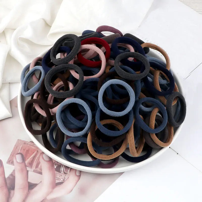 50pcs/Set Essential Solid Color Elastic Hair Bands - 4cm Wide Simple Hair Ties for Women, Ponytail Holders, Hair Ropes, and Styling Accessories - Soft, Durable, and Easy to Use Best Products Online