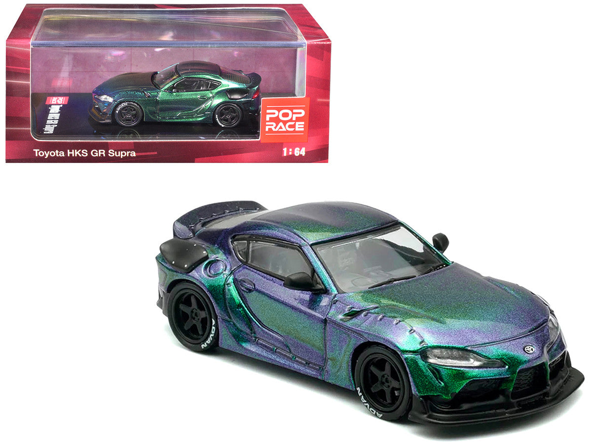 Toyota HKS GR Supra RHD (Right Hand Drive) Magic Purple Metallic 1/64 Diecast Model Car by Pop Race-4
