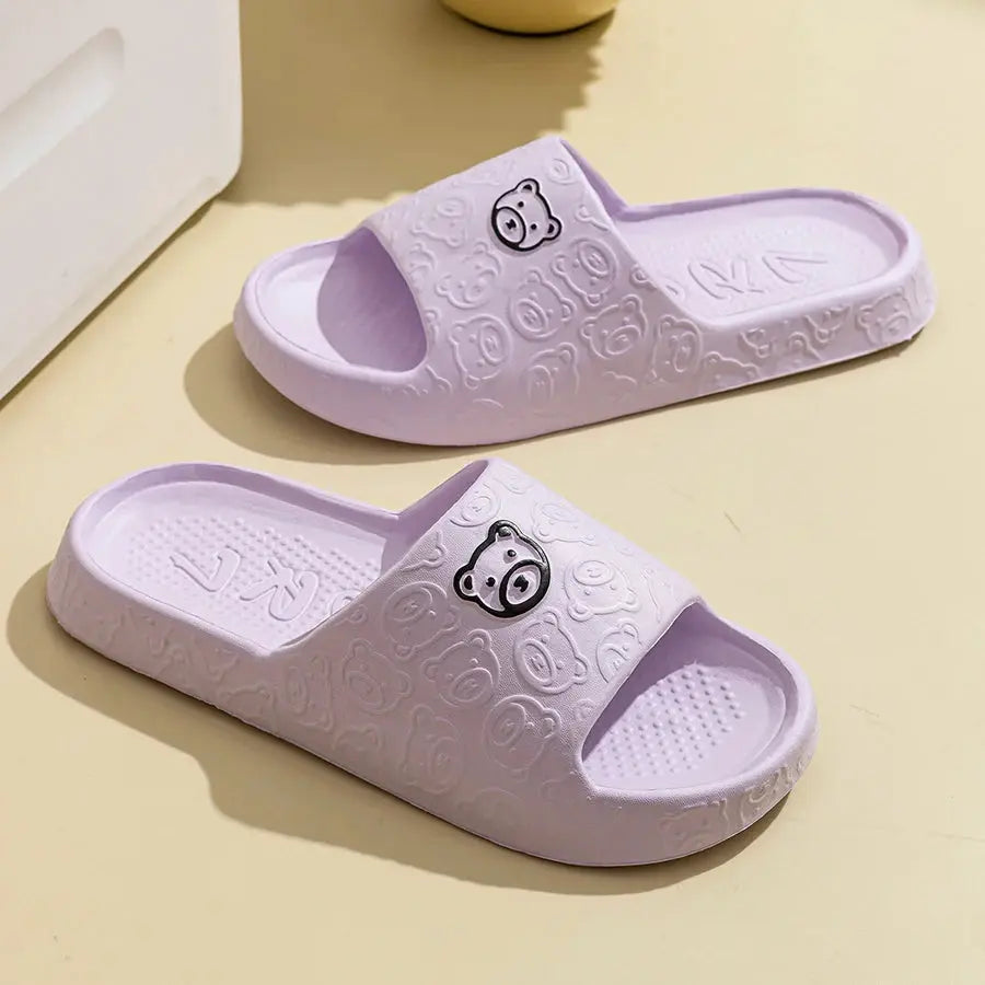 Fashion Women's Slippers Indoor Soft Sole Cartoon Bear Print Slides Bathroom EVA Indoor Men Summer Outdoor Cool Shoes Couple Best Products Online