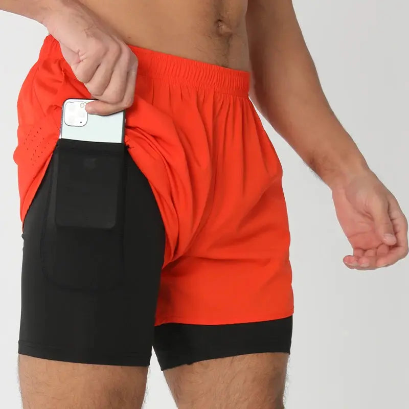 Men's Running Shorts Quick-drying Fitness Black Double Layer Shorts Men New Sport Workout Training Bodybuilding Short Pants Best Products Online