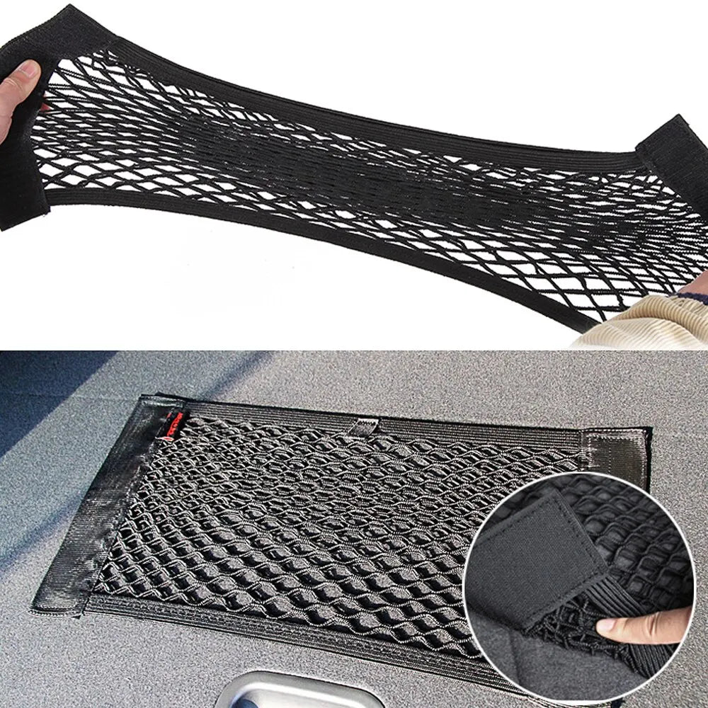 Car Back Rear Mesh Trunk Seat Elastic String Net Magic Sticker