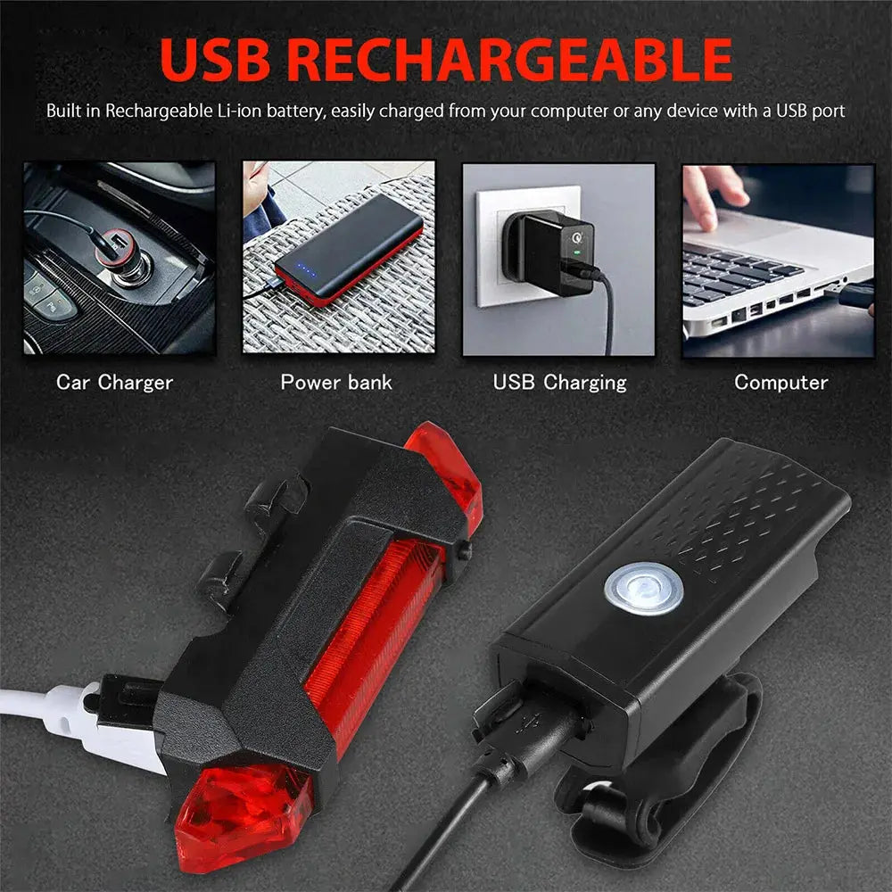 Bike Light Set Bicycle Headlight Taillight USB Rechargeable MTB Bike Front Rear Lamp Set Cycling Flashlight Bicycle Accessories Best Products Online