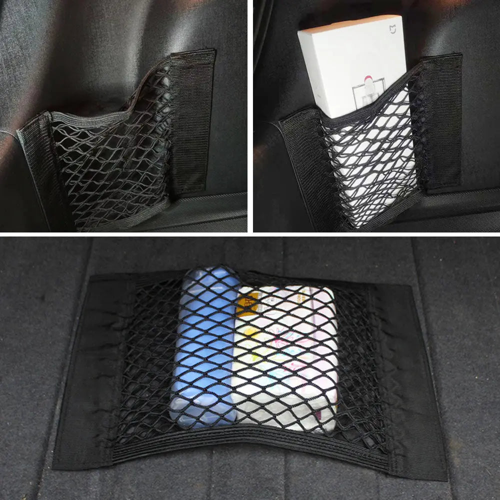 Car Rear Seat Storage Organizer Mesh Adjustable Elastic Straps Anti-Slip Net for SUV Sedan Vehicle Interior Organization Tools Best Products Online