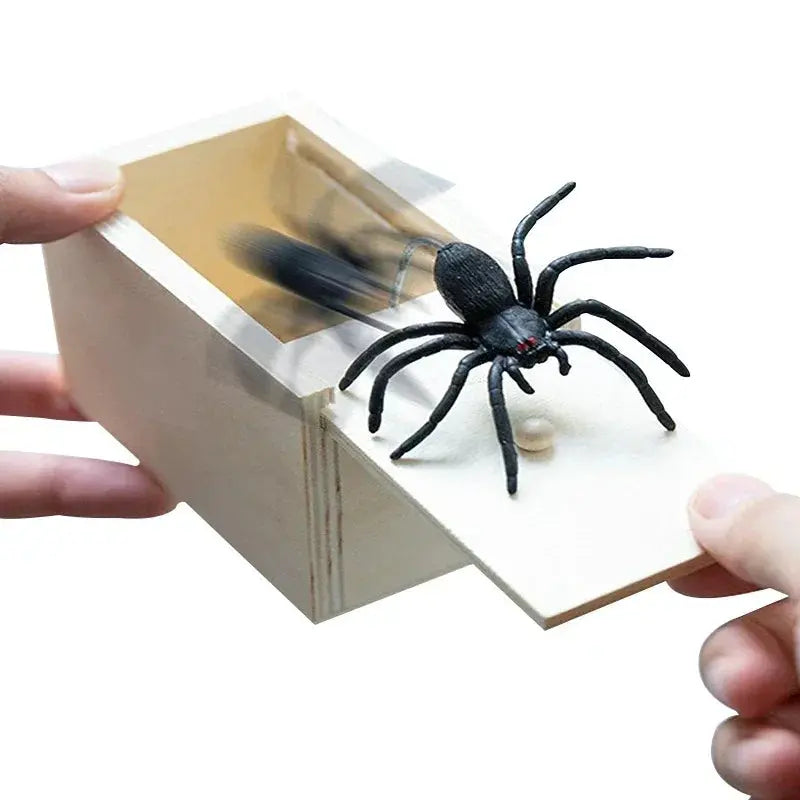 Trick Spider Funny Scare Box Wooden Hidden Box Quality Prank Wooden Scare Box Fun Game Prank Trick Friend Office Toys Best Products Online